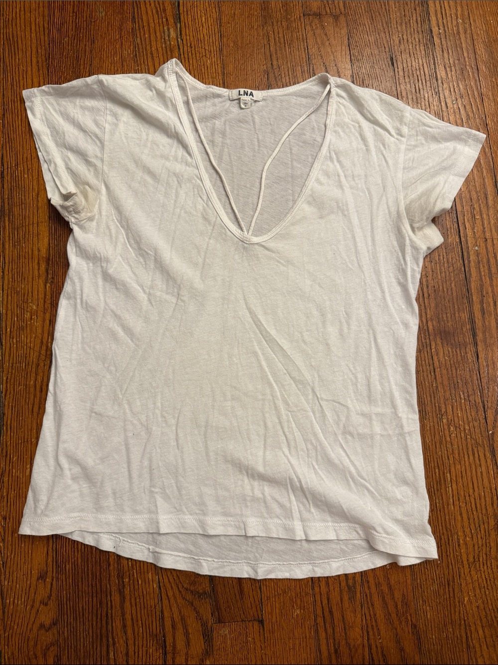 LNA White V-Neck Short Sleeve Tee